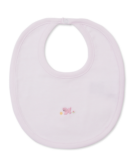 Kissy Kissy - Hand Embroidered Pups - Bib - Pink or Blue