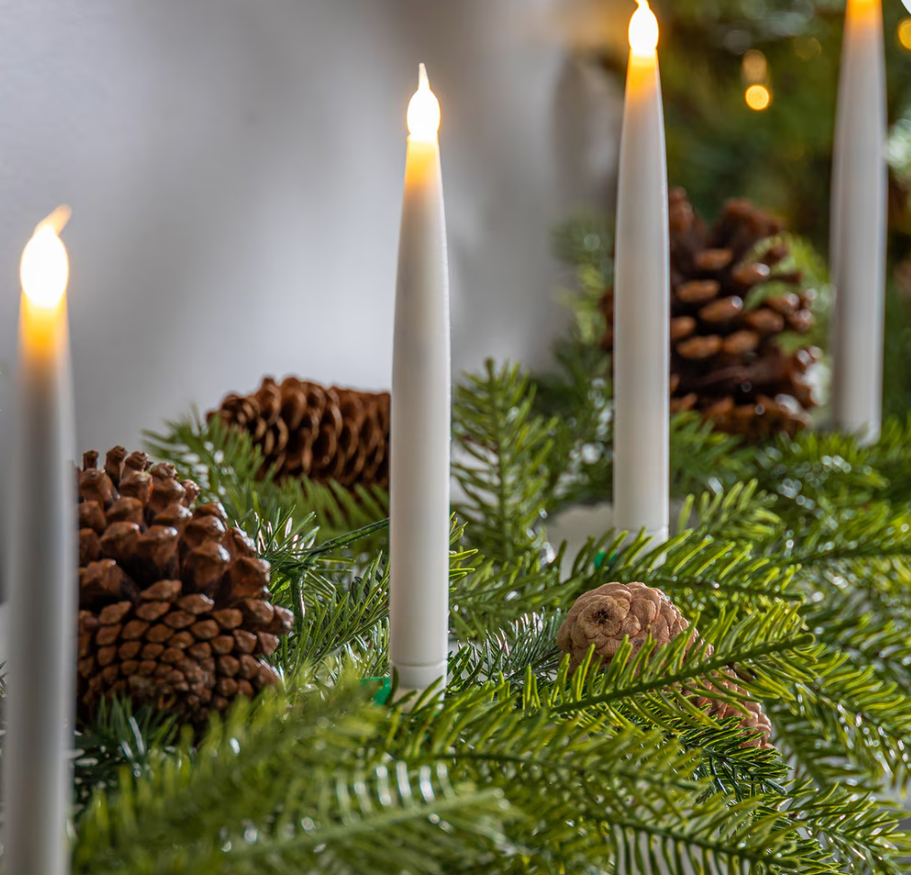 Ivory LED Taper Candle Ornaments, Set of 10