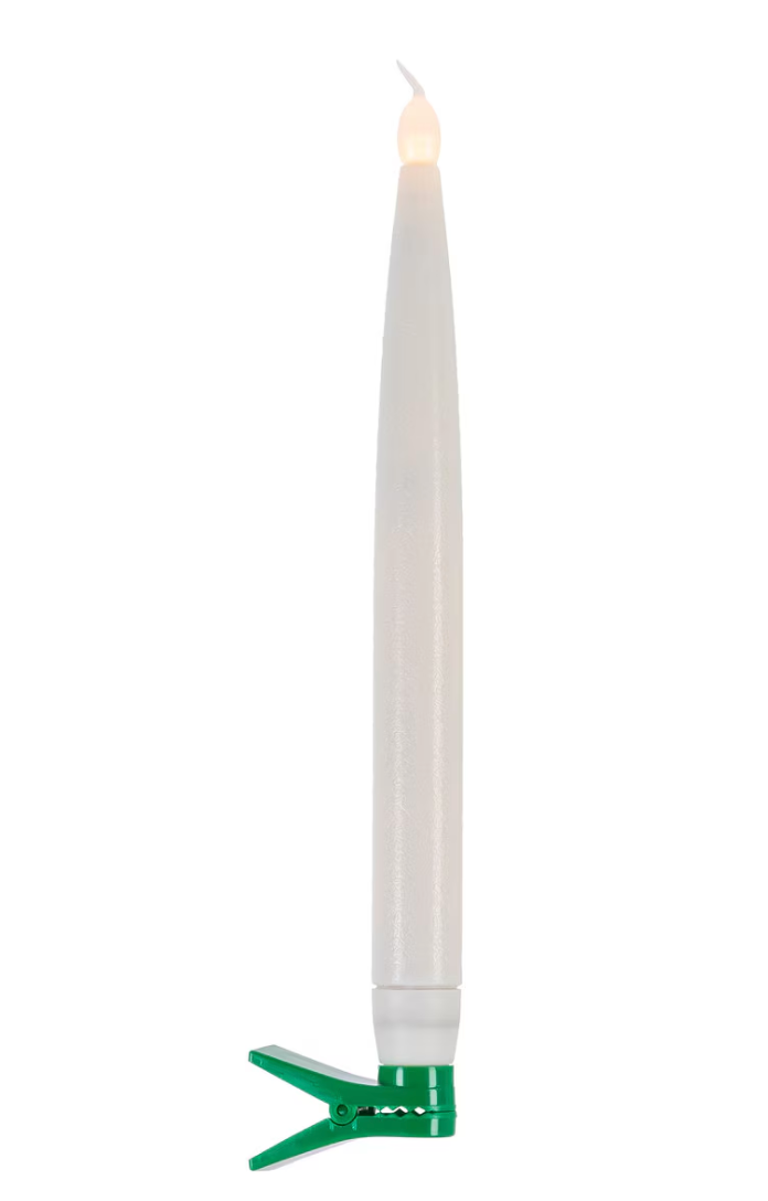 Ivory LED Taper Candle Ornaments, Set of 10