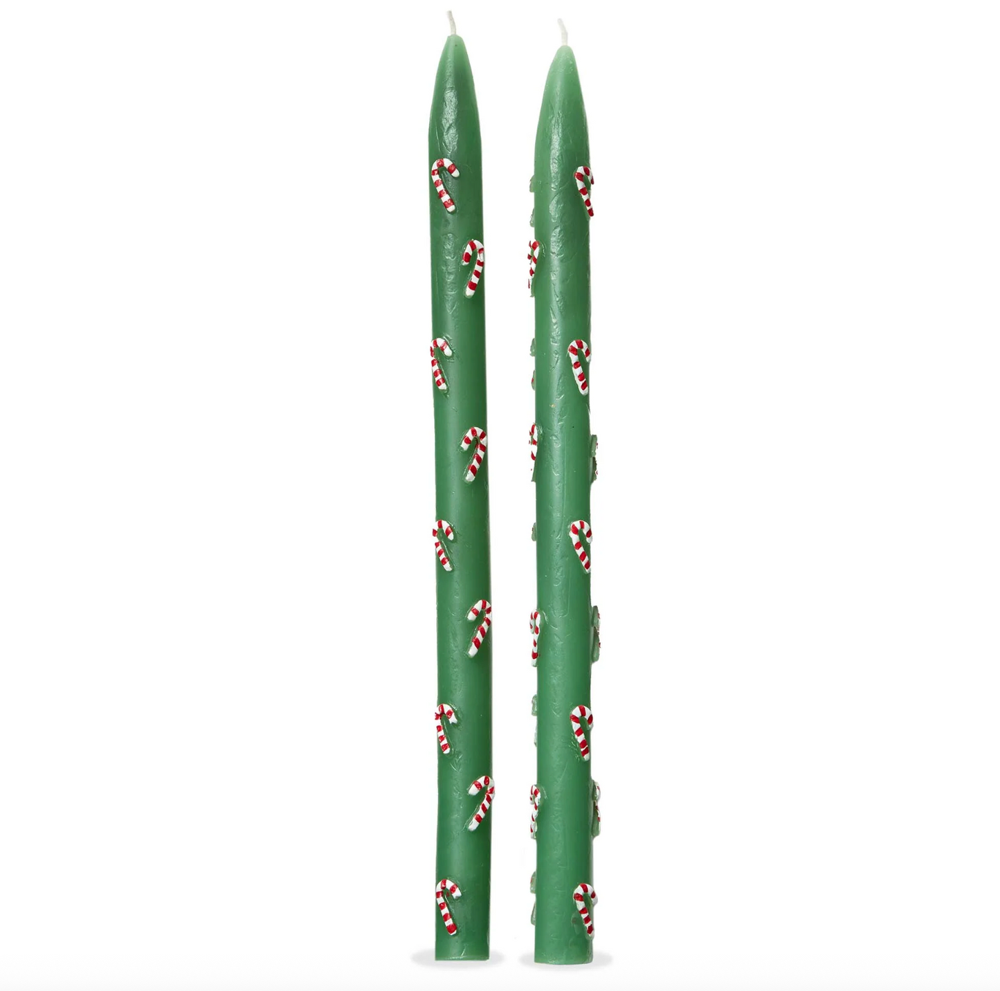 Candy Cane Hand Painted Taper Candles - Set of 2