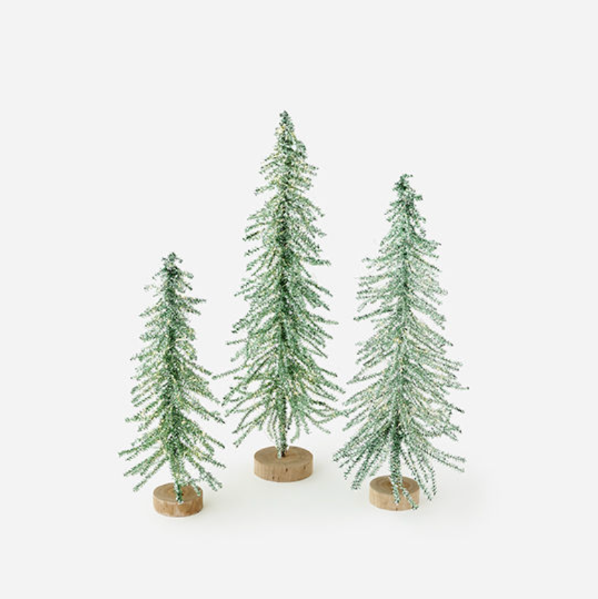 Lit Green Tinsel Tree