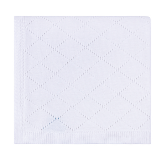 Feltman Brothers - Diamond Pointelle Knit Blanket - White