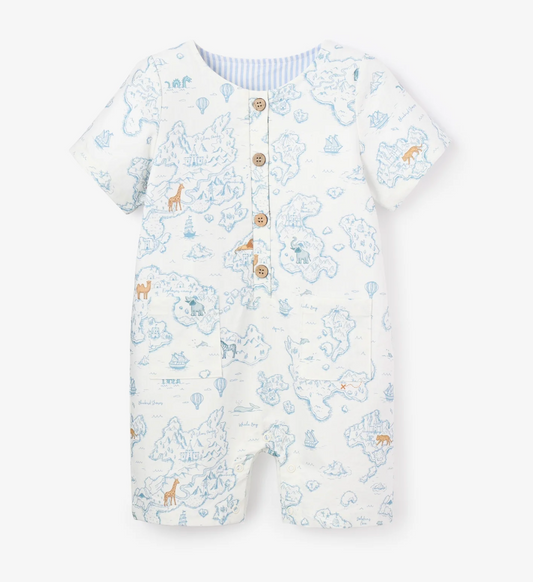 Elegant Baby - Map Print Shortall and Sunhat
