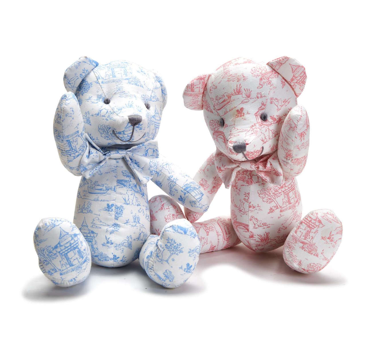 Toile Teddy Bear - Blue or Pink