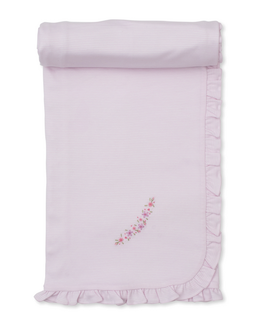Kissy Kissy - Hand Embroidered Flowers - Blanket or Bib