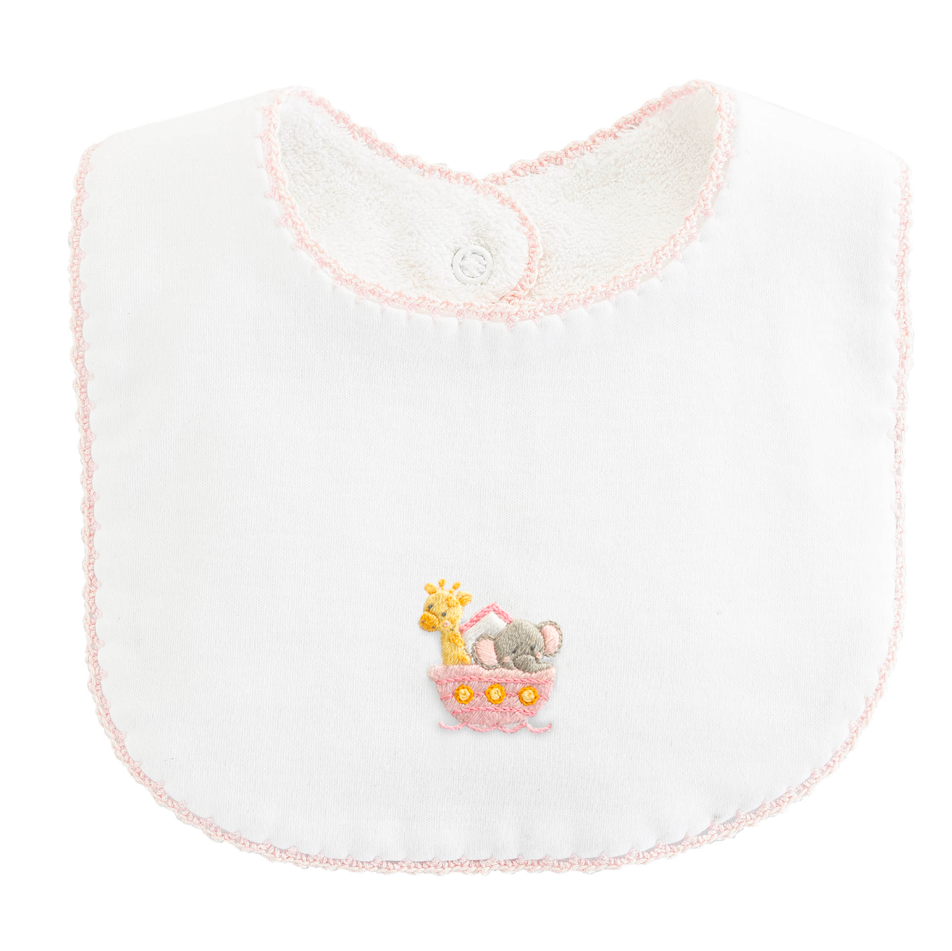 Baby Club Chic - Embroidered Noah's Ark - Bib - Pink or Blue