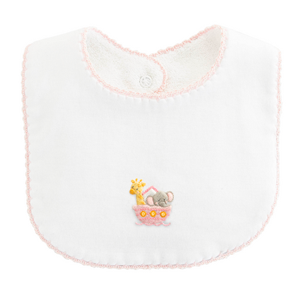 Baby Club Chic - Embroidered Noah's Ark - Bib - Pink or Blue