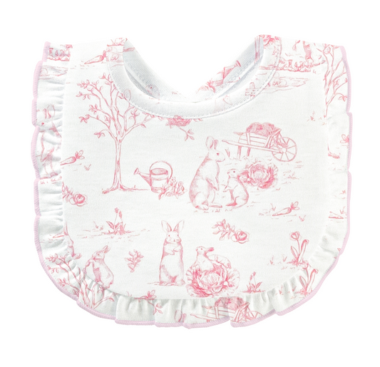 Baby Club Chic - Pink Toile Bunnies - Bib