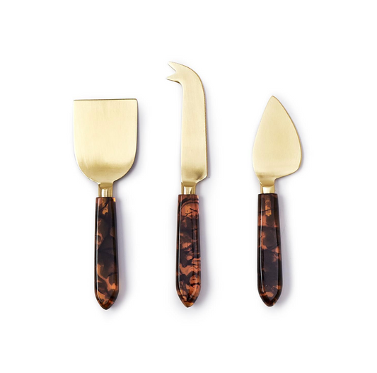 Tortoise Swirl Cheese Knives - Set of 3