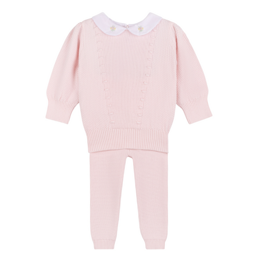 Feltman Brothers - Embroidered Collar Knit Set - Pink