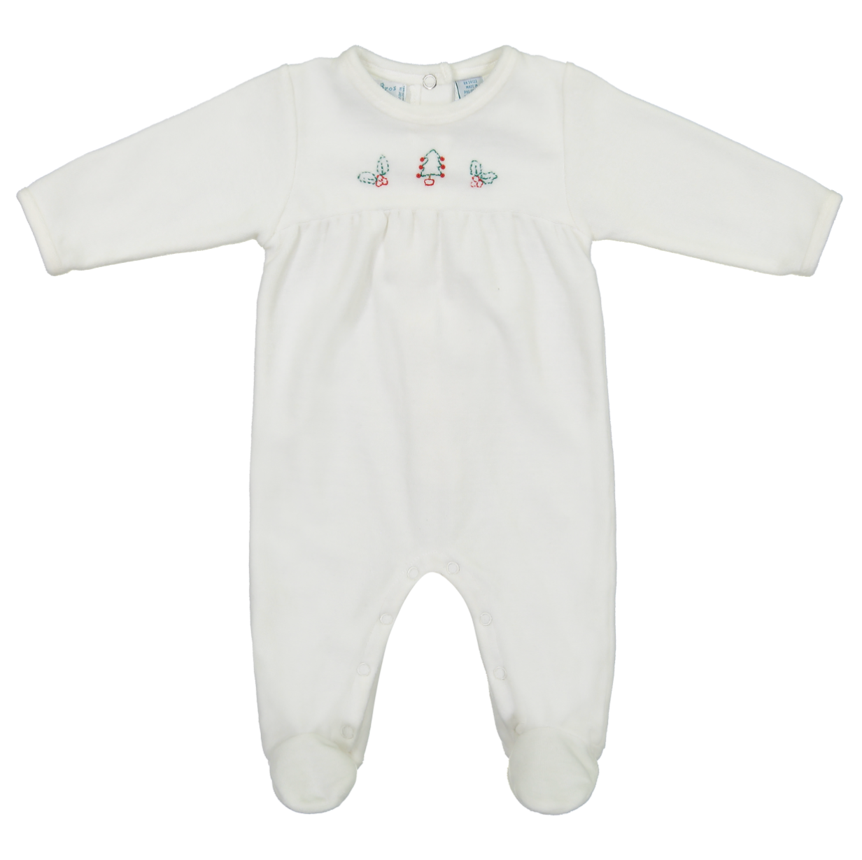 Feltman Brothers - Velour Romper with Christmas Tree and Holly