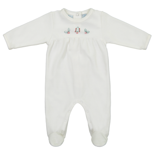 Feltman Brothers - Velour Romper with Christmas Tree and Holly