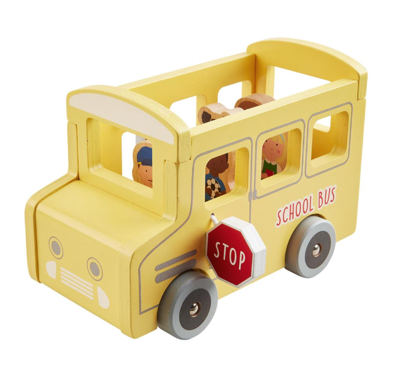 Wood Vehicle with Passengers - Yellow Bus or Pink Car