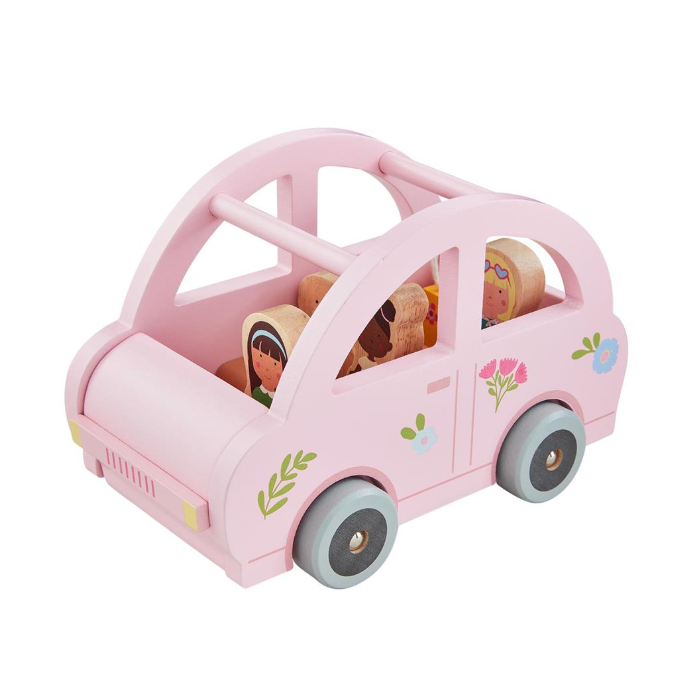Wood Vehicle with Passengers - Yellow Bus or Pink Car