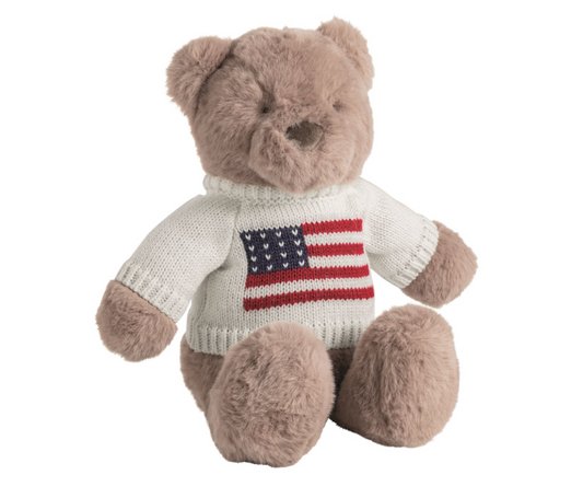 Plush Bear with American Flag Sweater