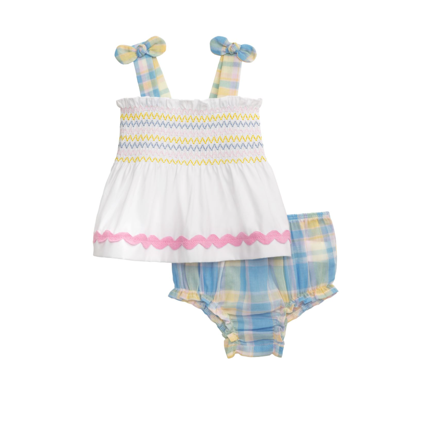 Ric-Rac Pinafore Plaid Set