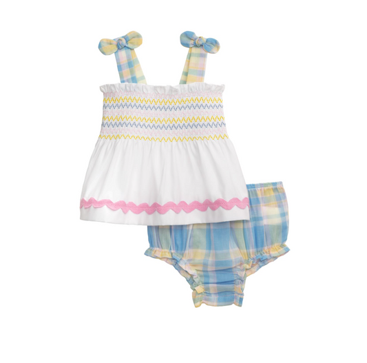 Ric-Rac Pinafore Plaid Set
