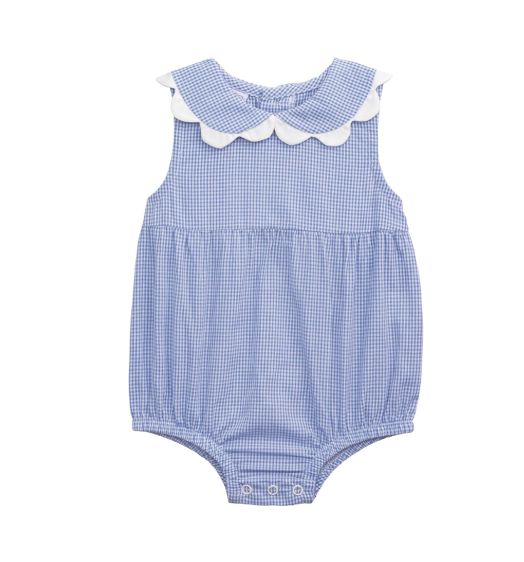 Blue Gingham Scallop Bubble