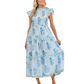 Perin Smocked Midi Dress in Blue