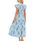 Perin Smocked Midi Dress in Blue