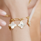 Julie Vos - Mother of Pearl Charm Bracelet - Gold with Blue Gemstones