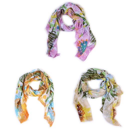 Abstract Floral Scarf - 3 Colorways