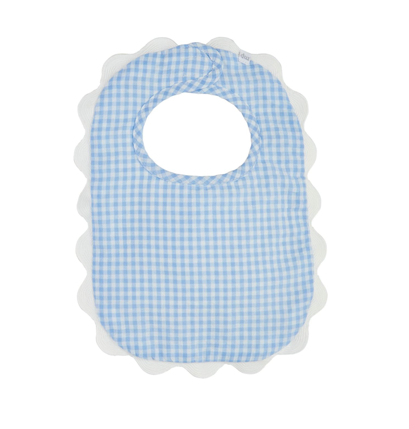 Gingham Scallop Bib - Pink or Blue