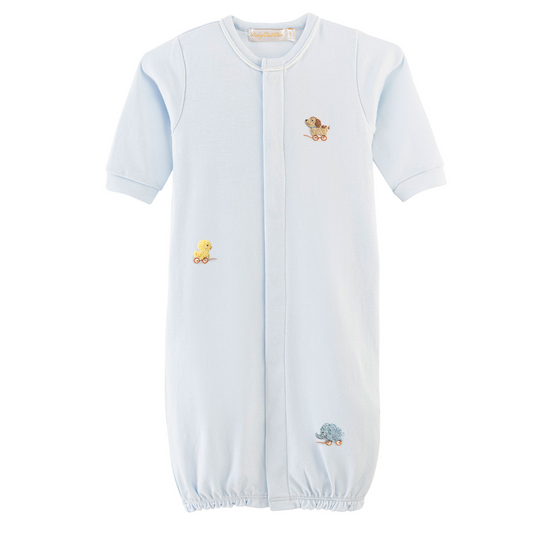 Baby Club Chic - Embroidered Vintage Toys on Blue Collection - Bib, Hat, Outfit, Blanket