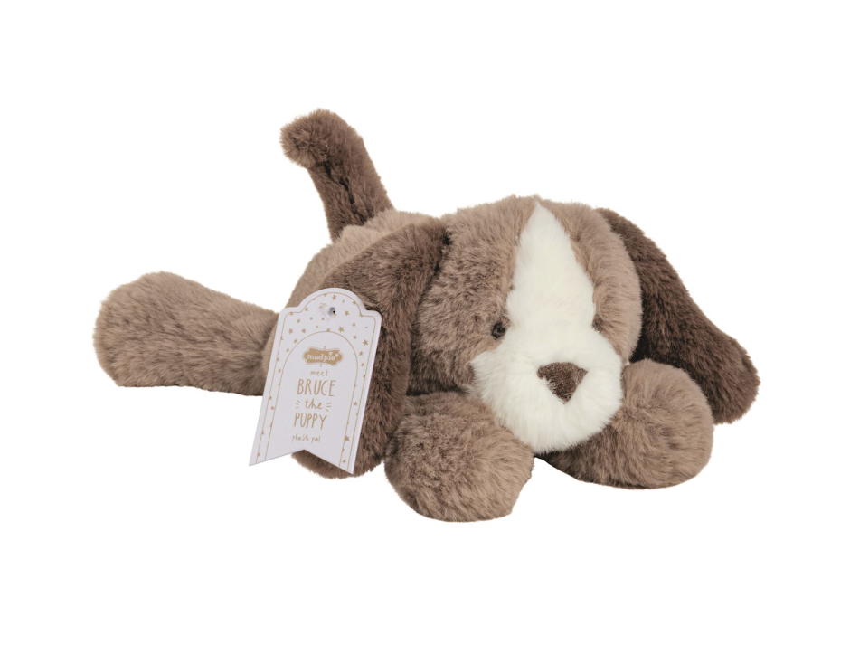 Puppy Plush with Blue Ribbon