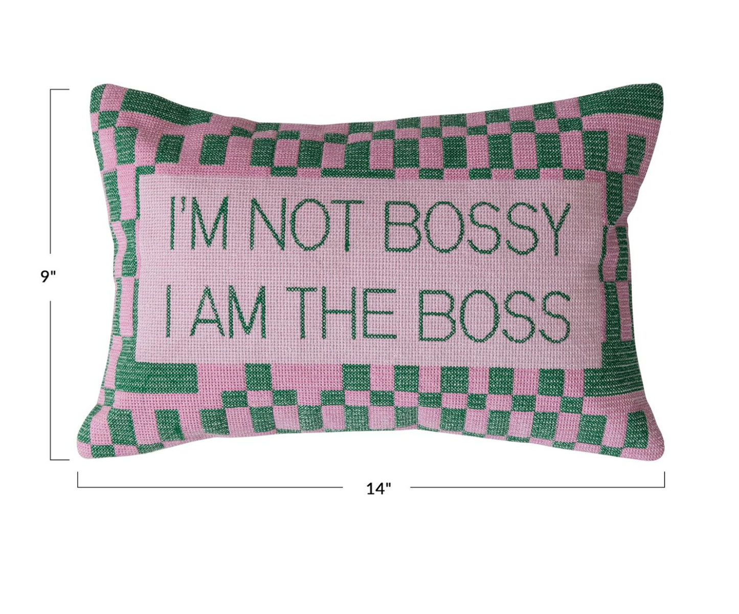 Embroidered "Bossy" Pillow