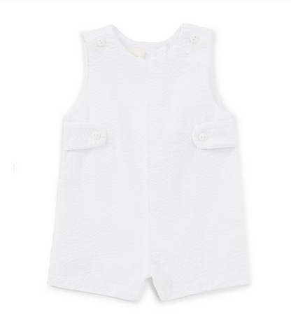 Petit Ami - White Seersucker - Shortall or Popover Top with Bloomers