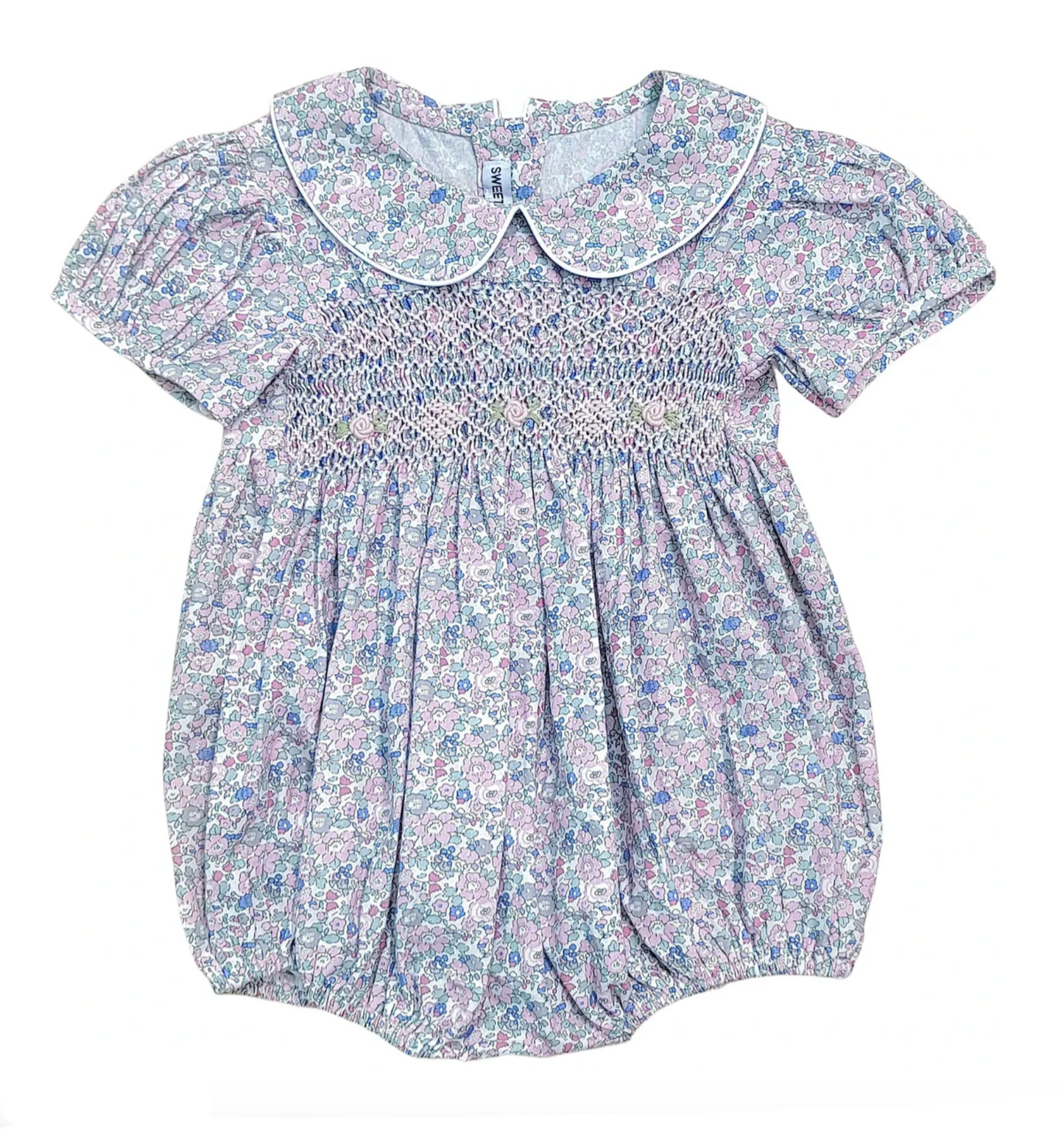 Sweet Dreams - Floral Bubble with Smocking and Rosettes
