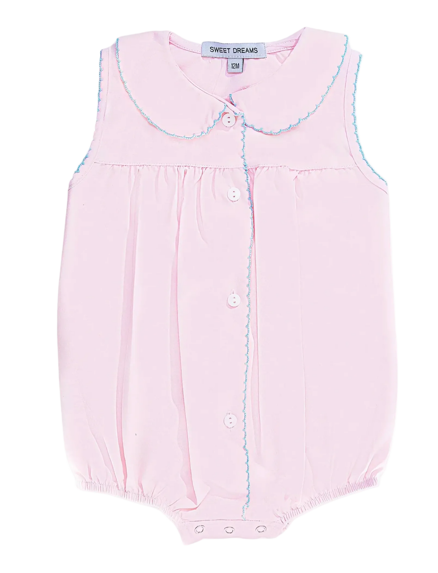 Sweet Dreams - Pink Bubble with Blue Picot Trim