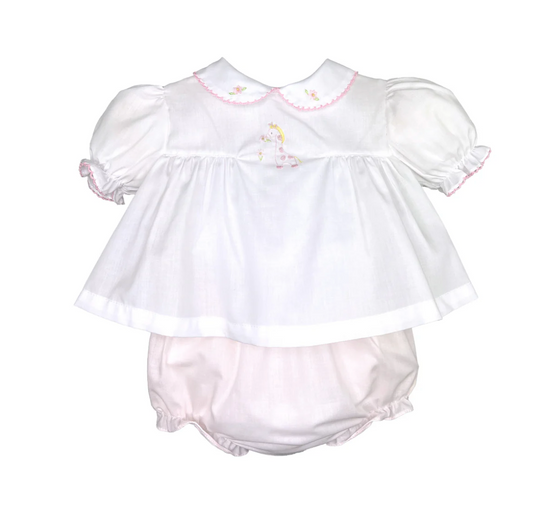 Petit Ami - Pink Giraffe Diaper Set with Hat