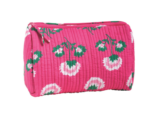 Floral Block Print Pouch - White or Pink