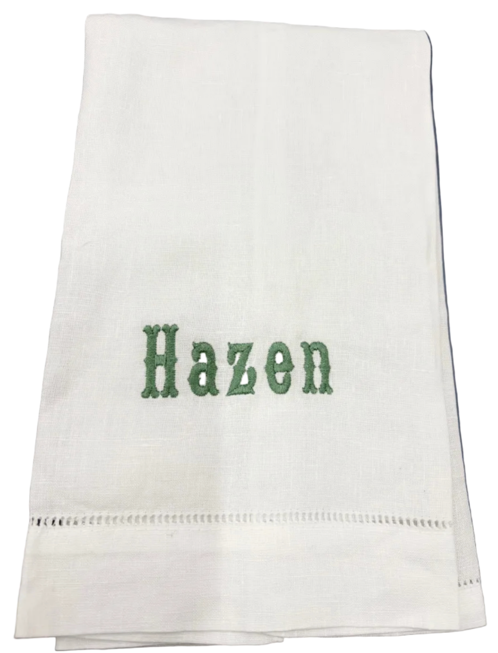 Hemstitched White Linen Guest Towel