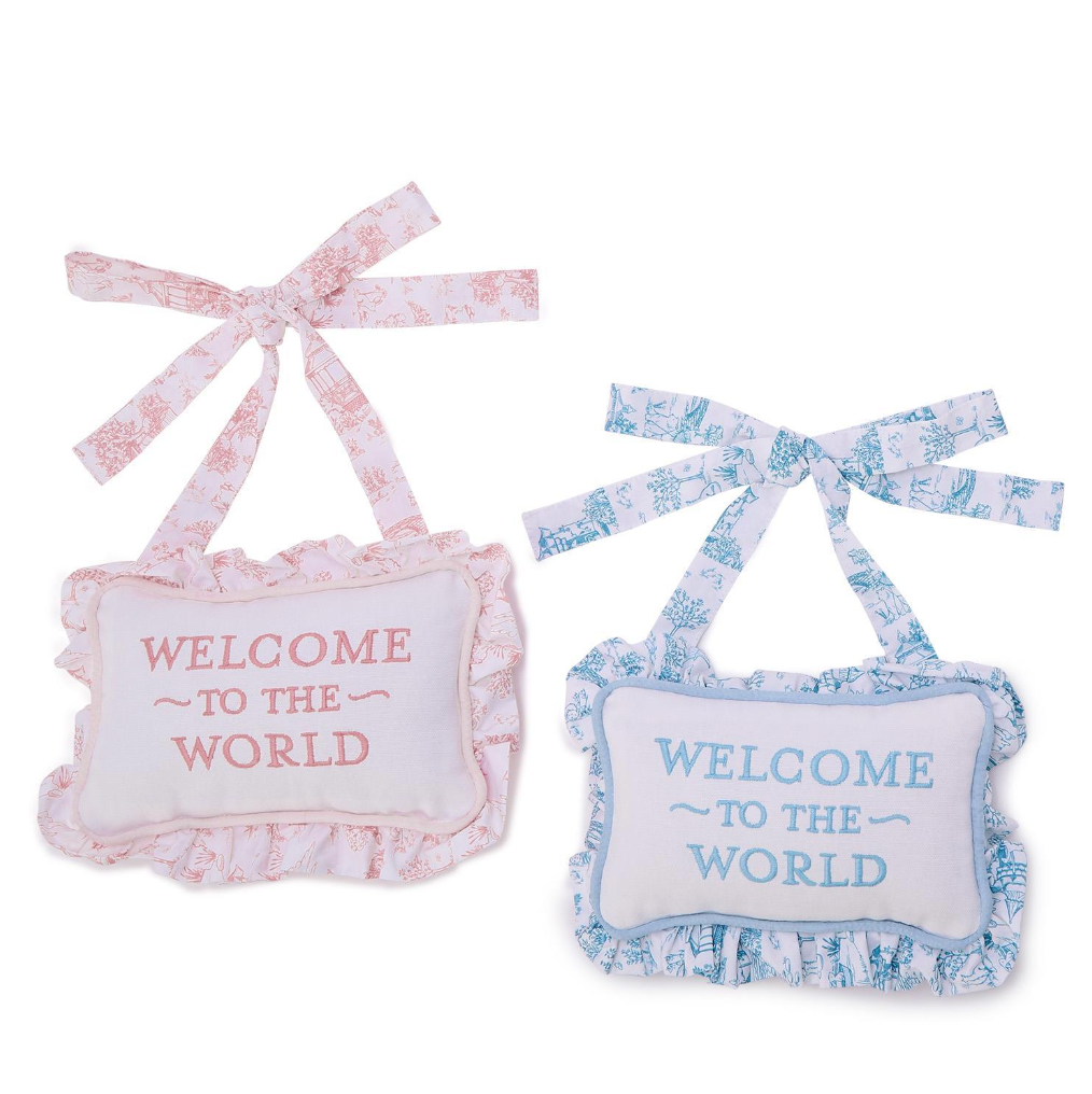 Welcome to the World - Toile Door Hanger