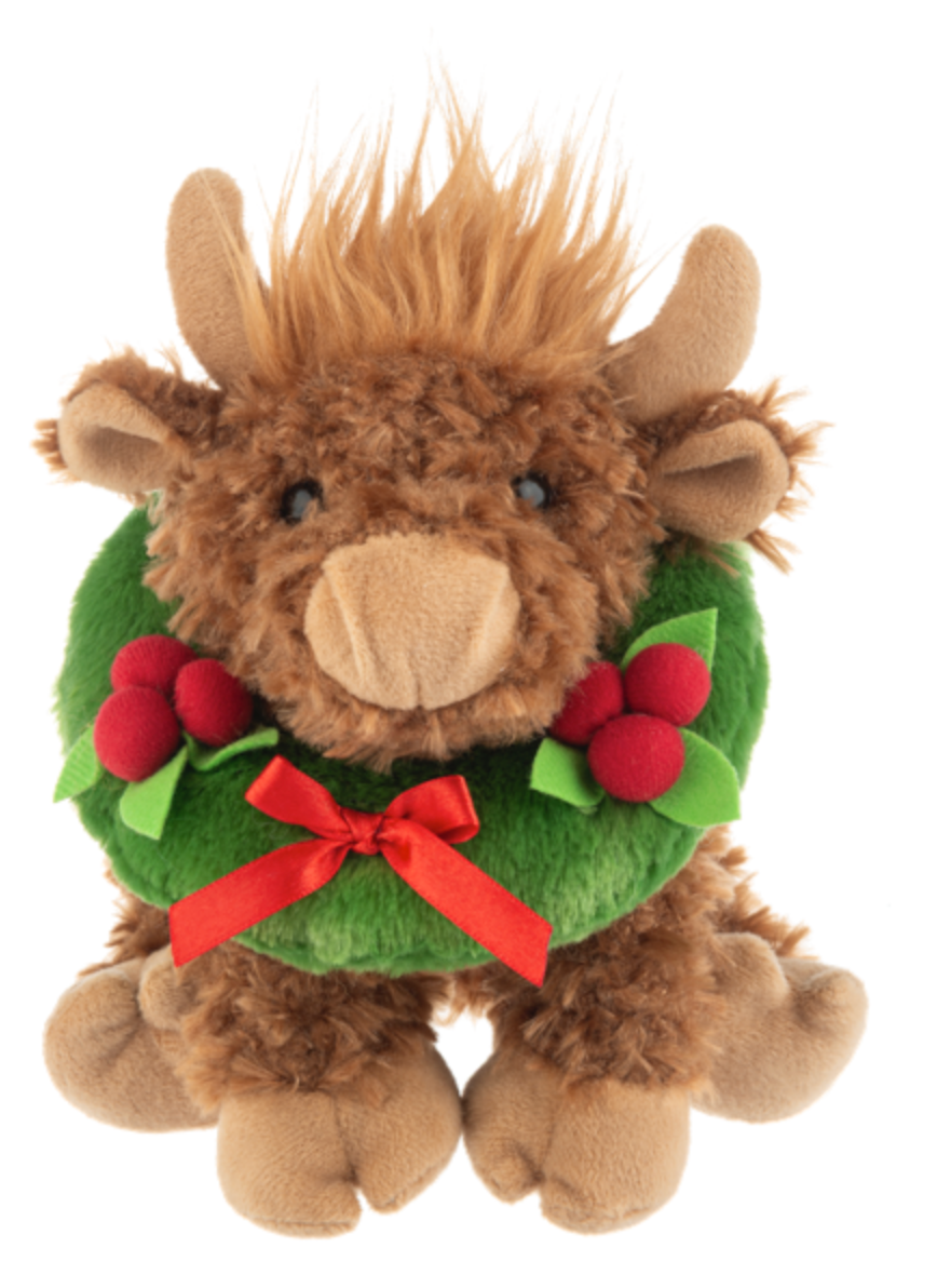 Highland Cow Plush with Wreath