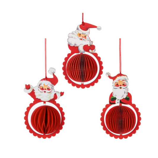 Vintage Santa Honeycomb Ornaments