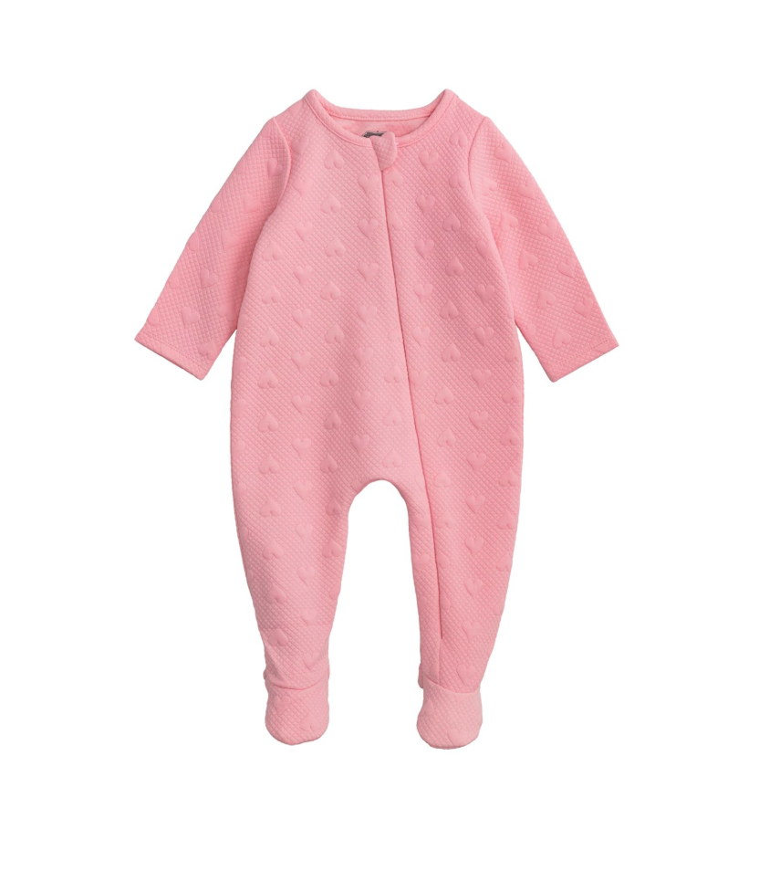 Pink Jacquard Heart Footie