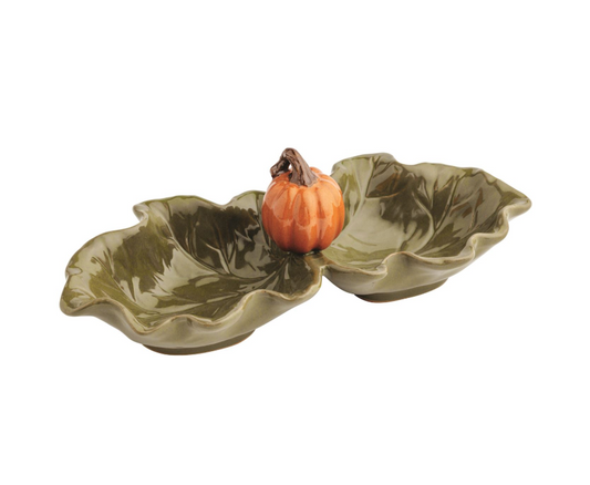 Leaf Pumpkin Double Tidbit Tray
