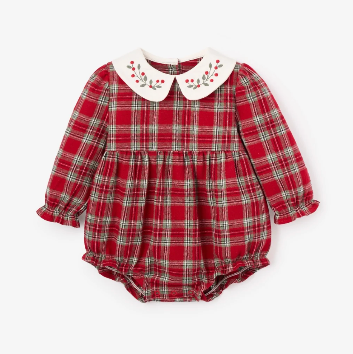 Elegant Baby - Christmas Red Plaid Long Sleeve Bubble