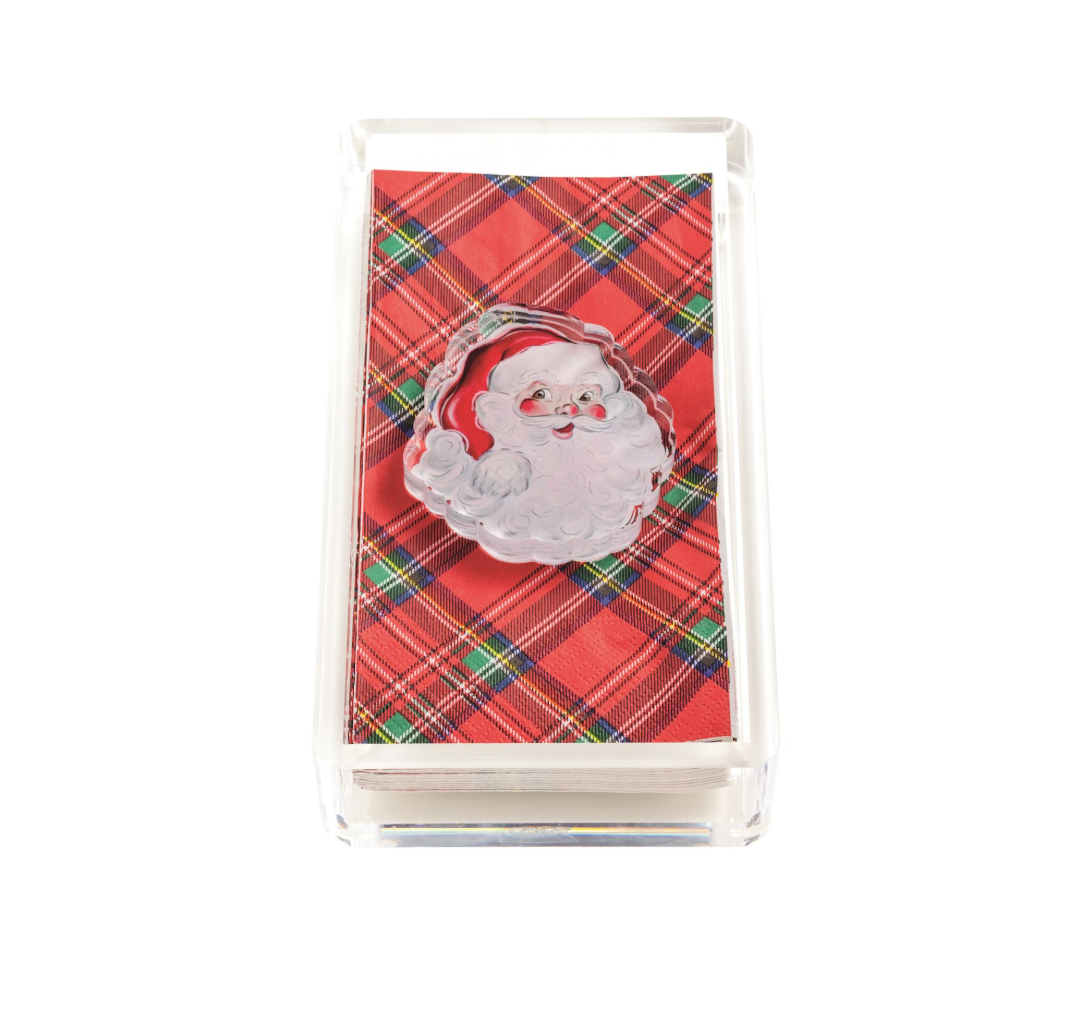 Santa Tartan Guest Towel and Caddy Set