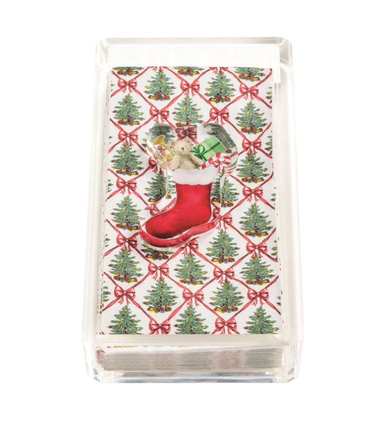 Santa Tartan Guest Towel and Caddy Set