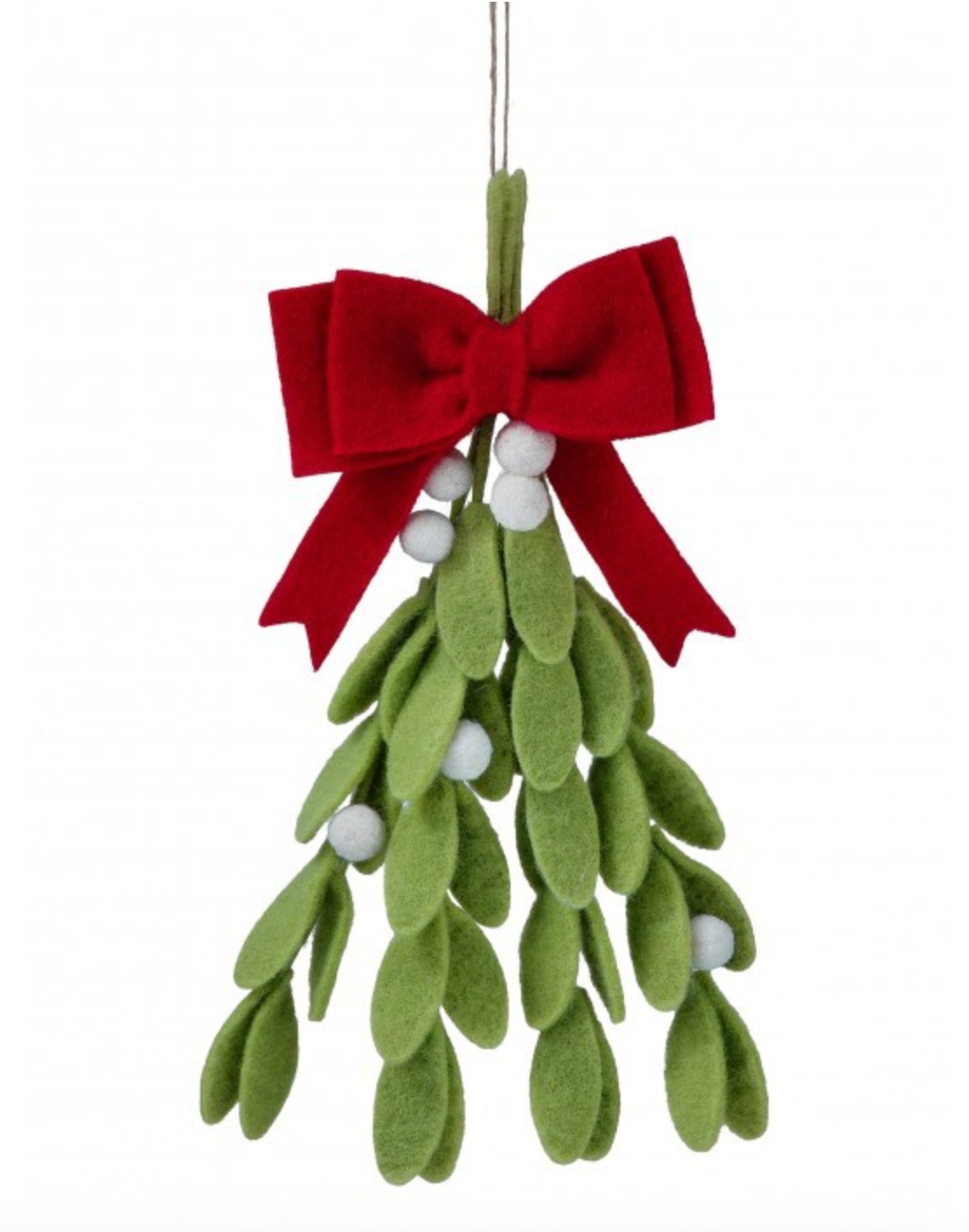 10" Felt Wool Mistletoe Bundle with Bow