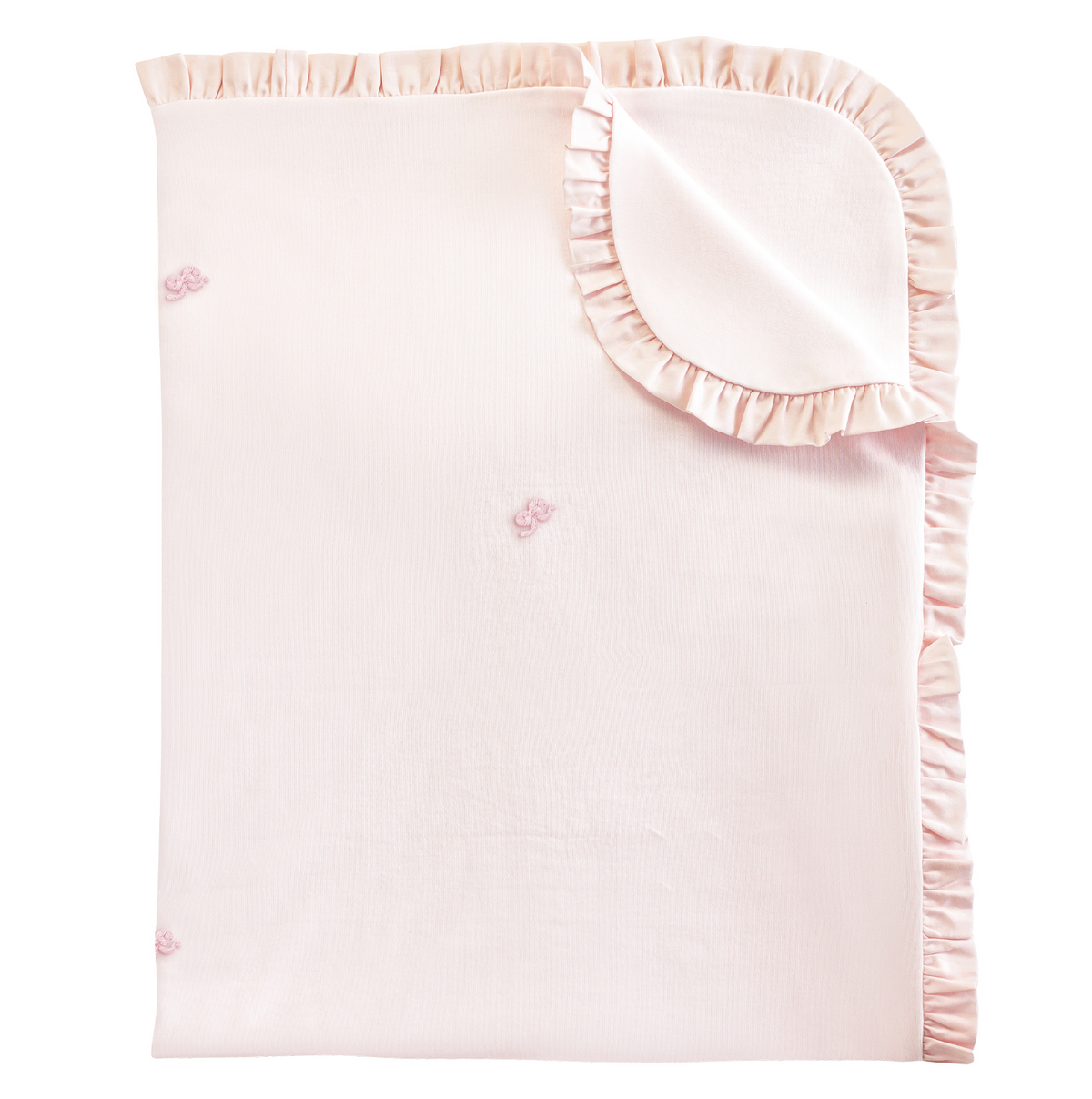 Pink Blanket or Bonnet Embroidered with Little Bows