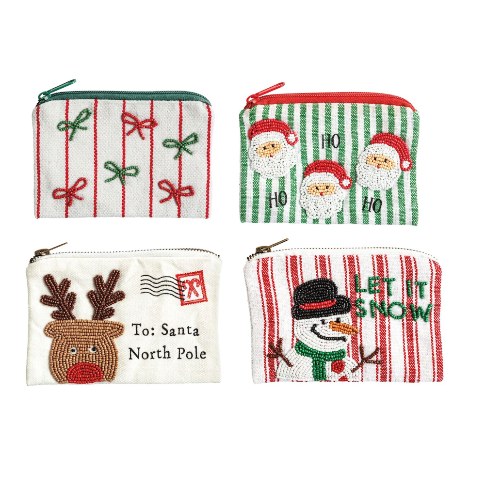 Christmas Beaded Pouch