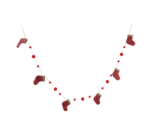 Felt Stocking Garland with Pom Poms