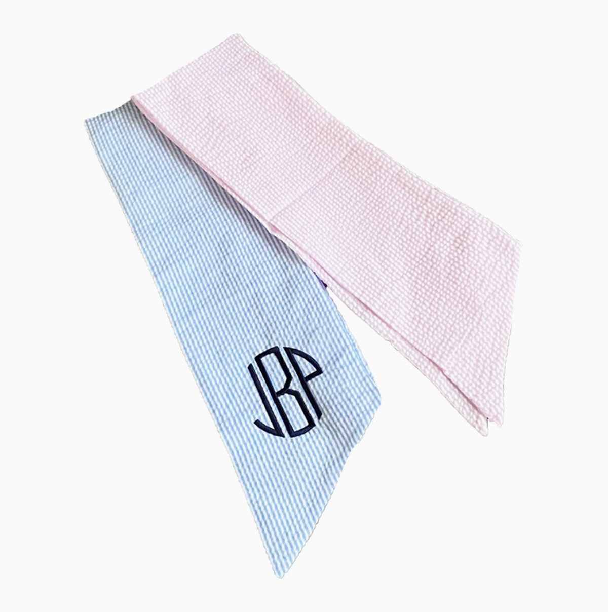 Seersucker Sash Baby Bow Swaddle  -  Blue or Pink