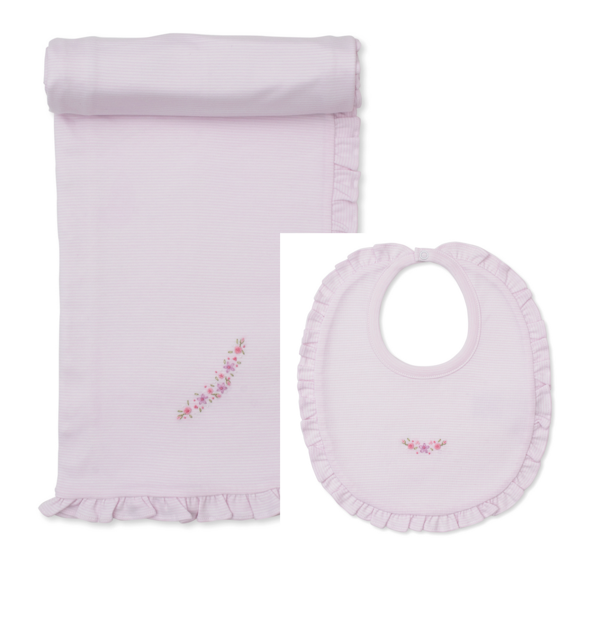 Kissy Kissy - Hand Embroidered Flowers - Blanket or Bib